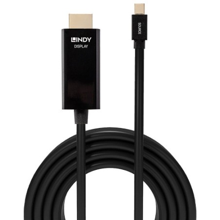 36696-Lindy 36926 adaptador de cable de video 1 m HDMI tipo A (Estandar) Mini DisplayPort Negro