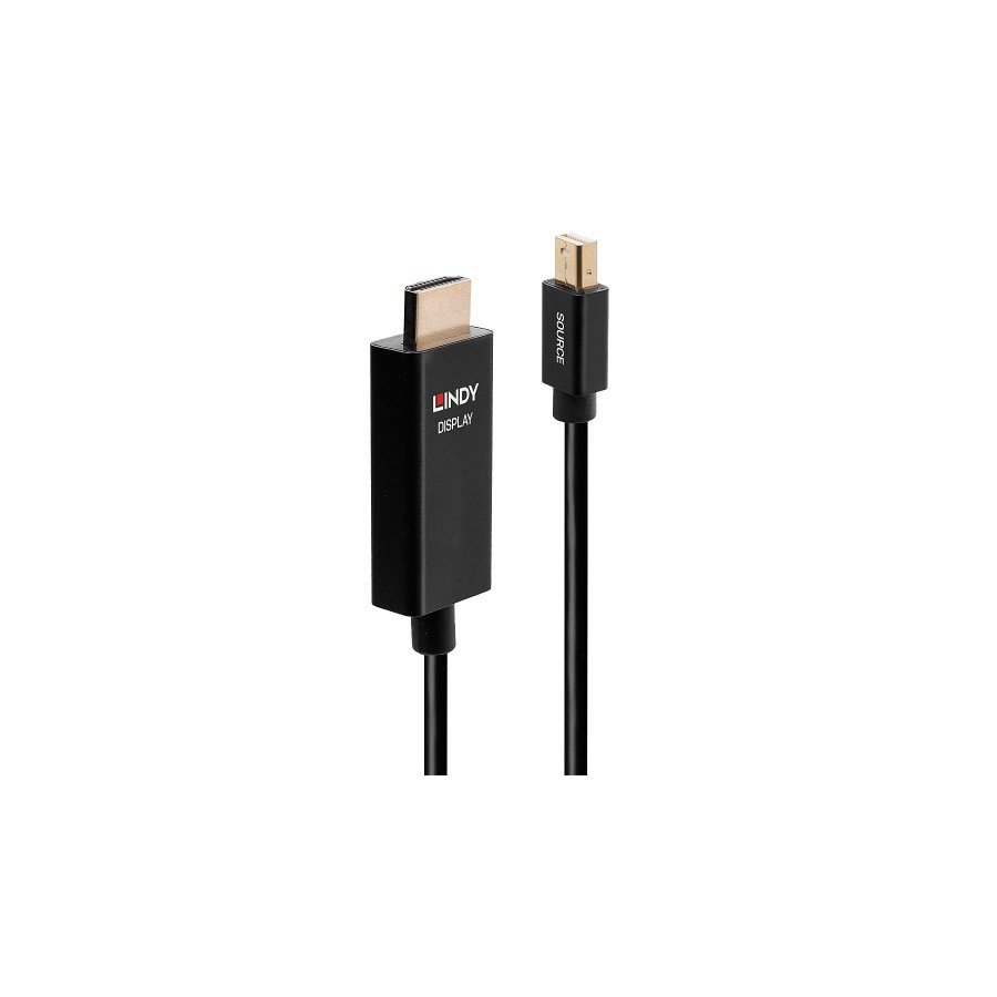 36888-Lindy 40920 adaptador de cable de video 0,5 m Mini DisplayPort HDMI Negro