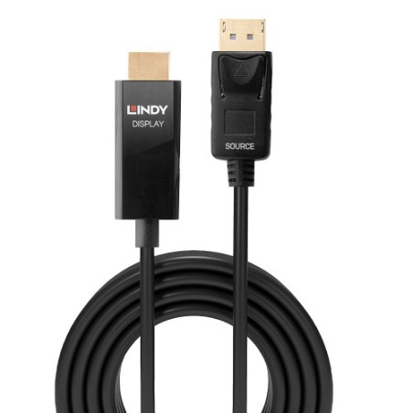 36897-Lindy 40924 adaptador de cable de video 0,5 m DisplayPort HDMI tipo A (Estandar) Negro