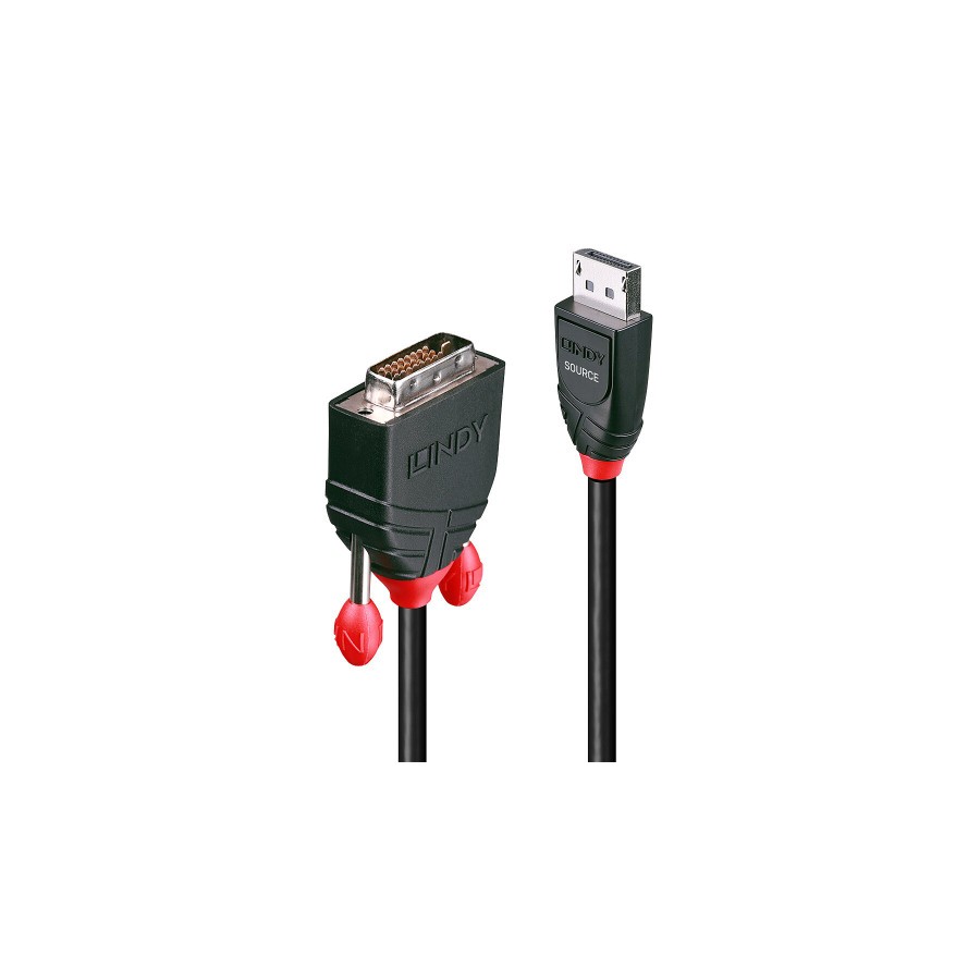 36936-Lindy 41491 adaptador de cable de video 2 m DisplayPort DVI-D Negro