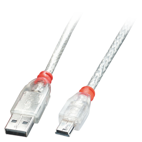 36974-Lindy 41781 cable USB USB 2.0 0,5 m USB A Mini-USB B Transparente