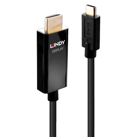 37015-Lindy 43291 adaptador de cable de video 1 m USB Tipo C HDMI tipo A (Estandar) Negro