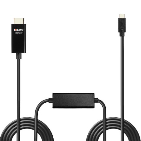 37028-Lindy 43315 adaptador de cable de video 5 m USB Tipo C HDMI tipo A (Estandar) Negro