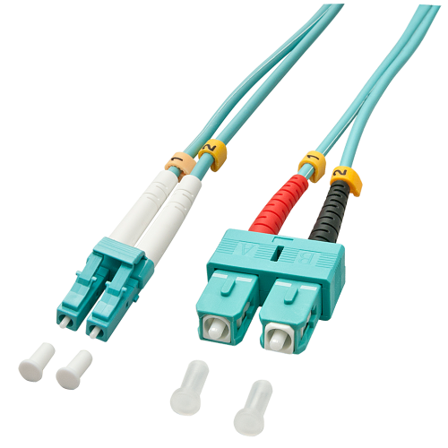 37179-Lindy 5.0m OM3 LC - SC Duplex Cable de fibra optica e InfiniBand 5 m Turquesa