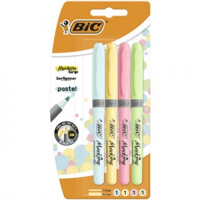 BLISTER 4 MARCADORES FLUORESCENTE COLORES PASTEL BIC 964859