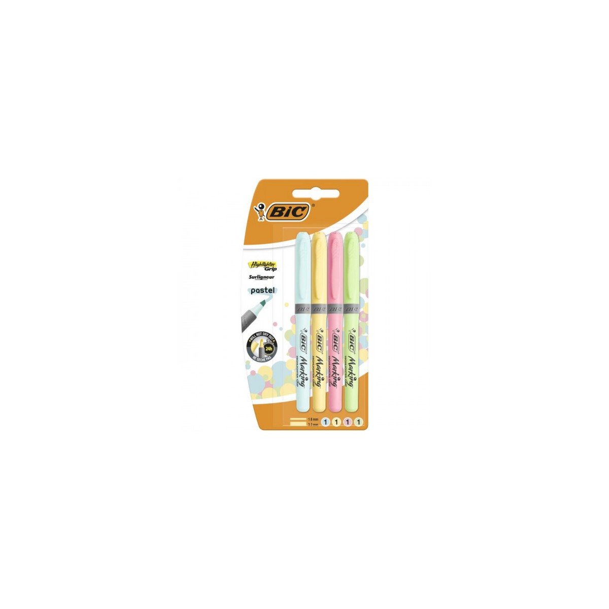 BLISTER 4 MARCADORES FLUORESCENTE COLORES PASTEL BIC 964859