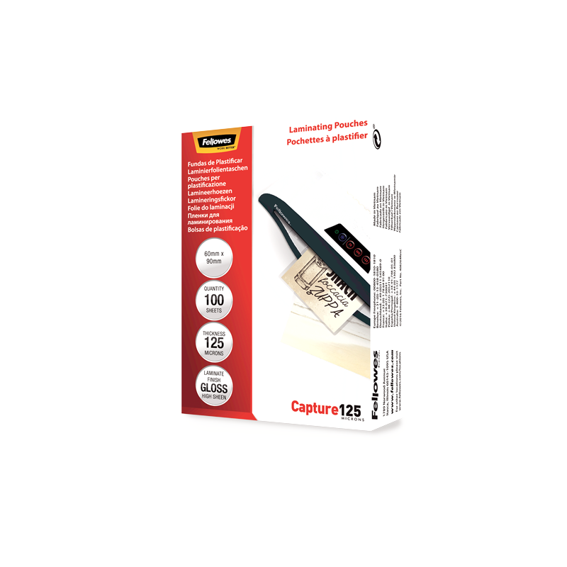 385-PACK 100 BOLSAS PLASTIFICACION 60X90 125 MICRAS FELLOWES 5397402