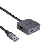 38506-Lindy 43388 hub de interfaz USB 3.2 Gen 1 (3.1 Gen 1) Type-A 5000 Mbit/s Negro, Gris