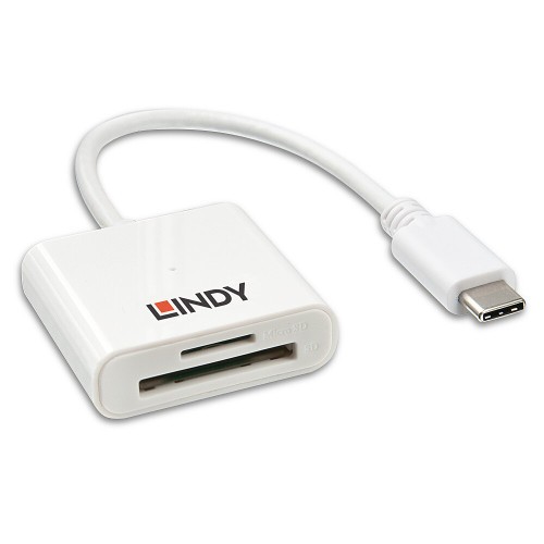 38532-Lindy 43185 lector de tarjeta USB 3.2 Gen 1 (3.1 Gen 1) Type-C Blanco