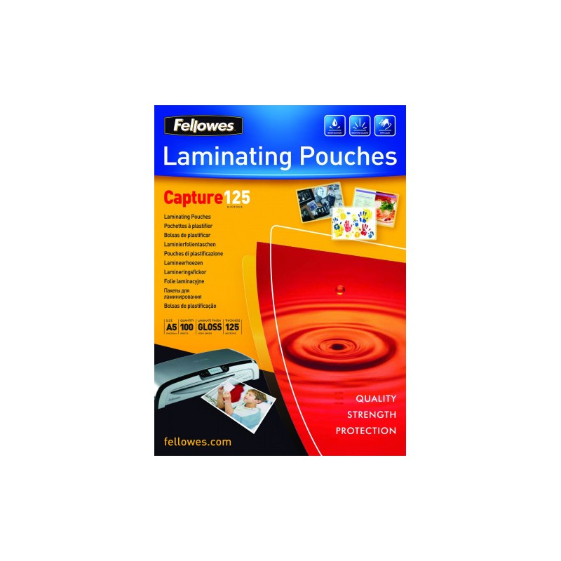 386-PACK 100 BOLSAS PLASTIFICACION 154X216 125 MICRAS A5 FELLOWES 5307302 386-PACK 100 BOLSAS PLASTIFICACION 154X216 125 MICRAS A5 FELLOWES 5307302