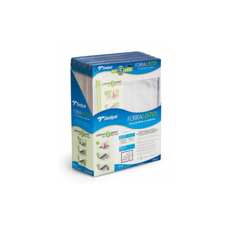 3865-BLISTER 5 FUNDAS DE FORRO CON 2 SOLAPAS AJUSTABLES 28 CM SADIPAL 02213