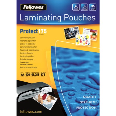 387-PACK 100 BOLSAS PLASTIFICACION 216X303 175 MICRAS A4 FELLOWES 5308703
