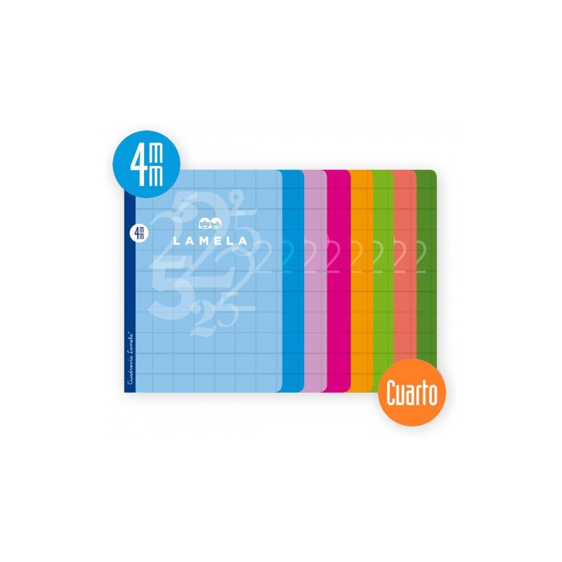 3879-LIBRETA CUBIERTA BASICA FORMATO A4 RAYADO 4 MM 50 HOJAS SURTIDOS LAMELA 06A4004