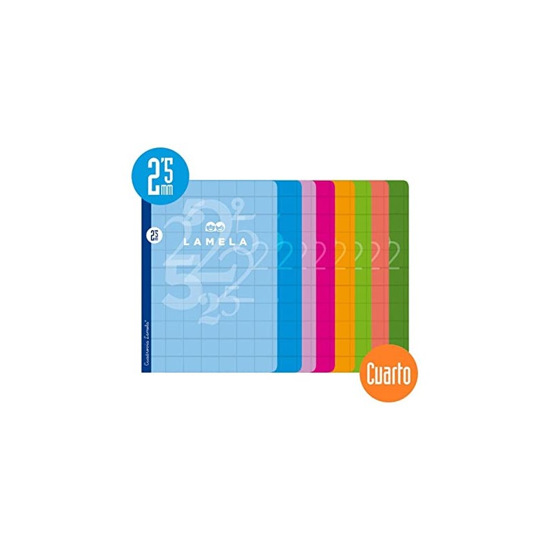 3900-LIBRETA CUARTO 50 HOJAS RAYADO 2,5 MM-COLORES SURTIDOS LAMELA 06C002 3900-LIBRETA CUARTO 50 HOJAS RAYADO 2,5 MM-COLORES SURTIDOS LAMELA 06C002