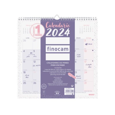 CALENDARIO 2024 PARED CHIC ESCRIBIR 30X30 MORADO FINOCAM 787002724