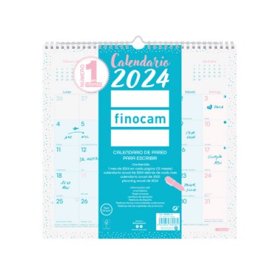 CALENDARIO 2024 PARED CHIC ESCRIBIR 30X30 TURQUESA FINOCAM 787005824