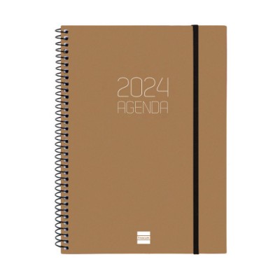 AGENDA 2024 OPAQUE E10 SEMANA VISTA HORIZONTAL MARRON FINOCAM 742764024