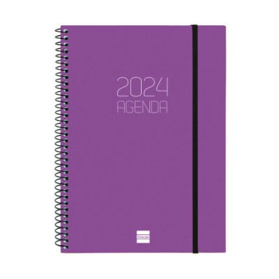 AGENDA 2024 OPAQUE E10 SEMANA VISTA HORIZONTAL MORADO FINOCAM 742762724