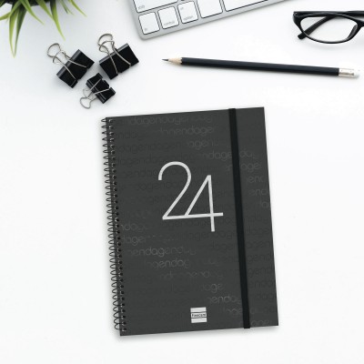 AGENDA 2024 YEAR E10 SEMANA VISTA HORIZONTAL NEGRO FINOCAM 741456024