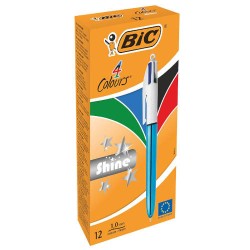4084-BOLIGRAFO DE 4 COLORES SHINE 1MM CON CUERPO AZUL METALICO BIC 982874