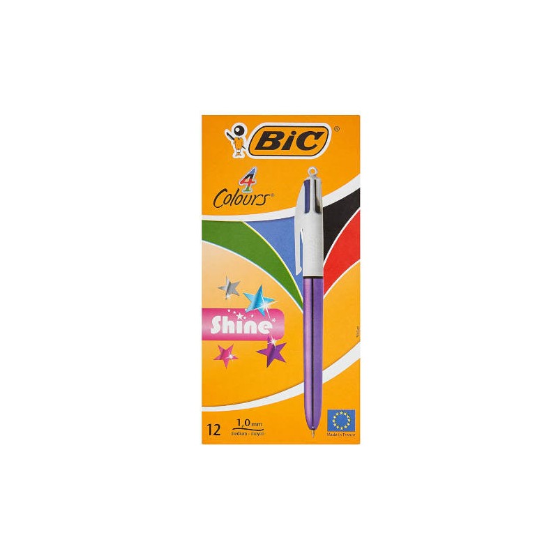 4085-BOLIGRAFO DE 4 COLORES SHINE 1MM CON CUERPO PURPURA METALICO BIC 982876