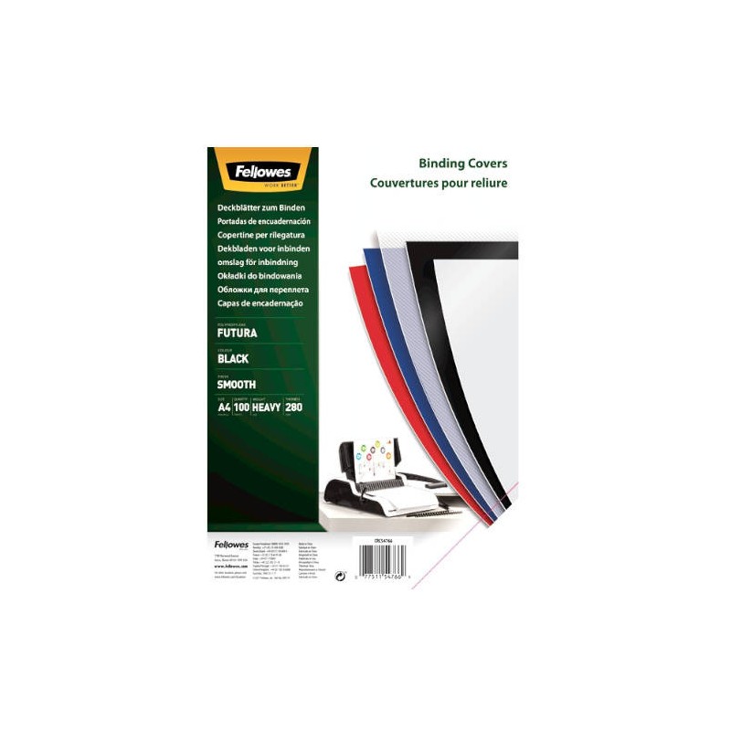422-PACK 50 PORTADAS POLIPROPILENO A4 700 MICRAS NEGRO FELLOWES 5477502