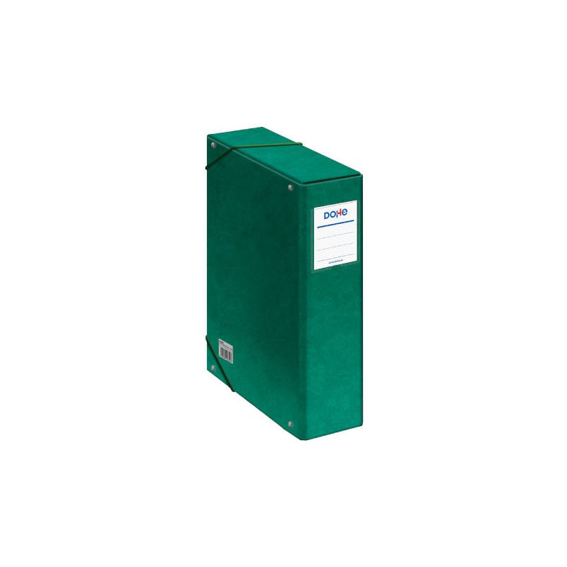 4249-CAJAS DE PROYECTOS CARTON FORRADO LOMO DE 9 CM VERDE CON ETIQUETA 245X350X90 DOHE 09746