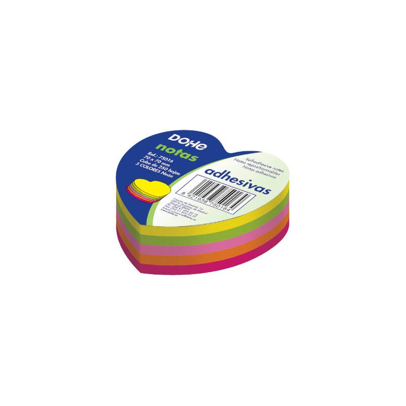 4282-CUBO CORAZON 250 NOTAS 5 COLORES SURTIDOS NEON 70X70 DOHE 75016