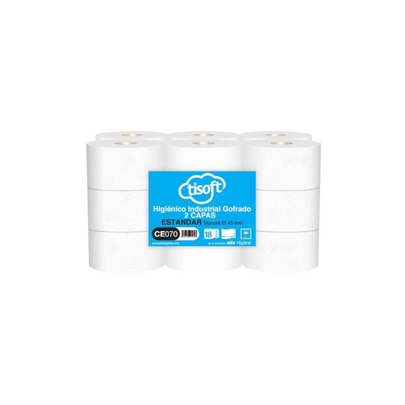 4288-PAQUETE 18 ROLLOS PAPEL HIGIENICO 2C ST M45 TISOFT CE070