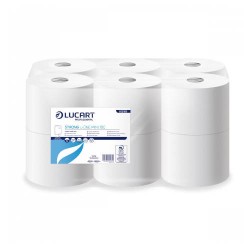 4301-PAQUETE 12 ROLLOS HIGIENICO INDUSTRIAL STRONG L-ONE MINI LUCART CE659