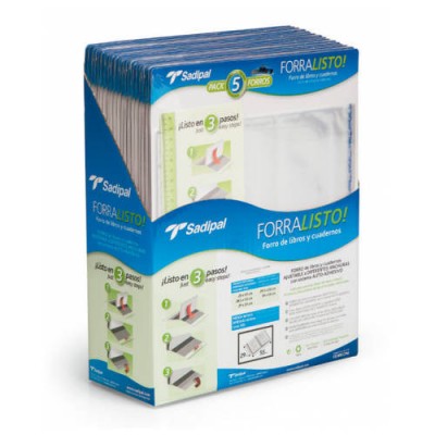 BLISTER 5 FUNDAS DE FORRO CON 2 SOLAPAS AJUSTABLES 30 CM SADIPAL 02211