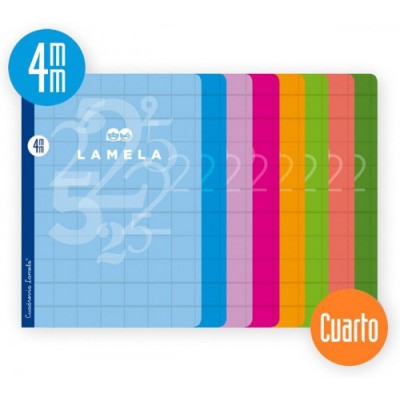 LIBRETA CUBIERTA BASICA FORMATO A4 RAYADO 4 MM 50 HOJAS SURTIDOS LAMELA 06A4004