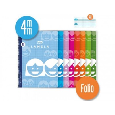 CUADERNO BASICO FORMATO FOLIO 80 HOJAS RAYADO 4 MM SURTIDOS LAMELA 07F004