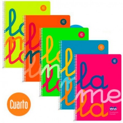 CUADERNO CUARTO FLuOR POLIPROPILENO RAYADO 4 MMCOLORES SURTIDOS LAMELA 7CTP004S