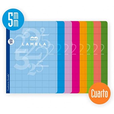 LIBRETA CUARTO 50 HOJAS RAYADO 5 MM COLORES SURTIDOS LAMELA 06C005