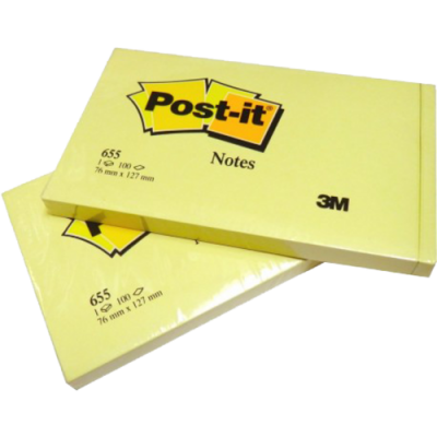 PACK 12 BLOC DE NOTAS ADHESIVAS AMARILLAS 100 HOJAS 76X127 POST IT 3M655