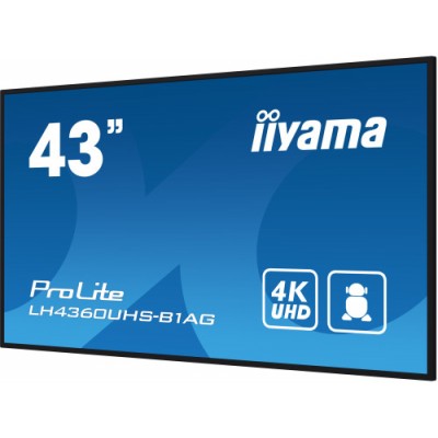 iiyama PROLITE Pizarra de caballete digital 108 cm 425 LED Wifi 500 cd m 4K Ultra HD Negro Procesador incorporado Android 11 24