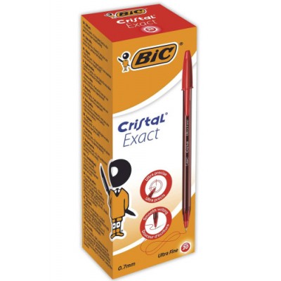 BIC Cristal Exact Rojo Boligrafo Ultrafino 20 piezas