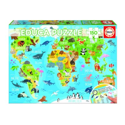 PUZZLE 150 MAPAMUNDI ANIMALES DE 6 8 ANOS EDUCA BORRAS 18115