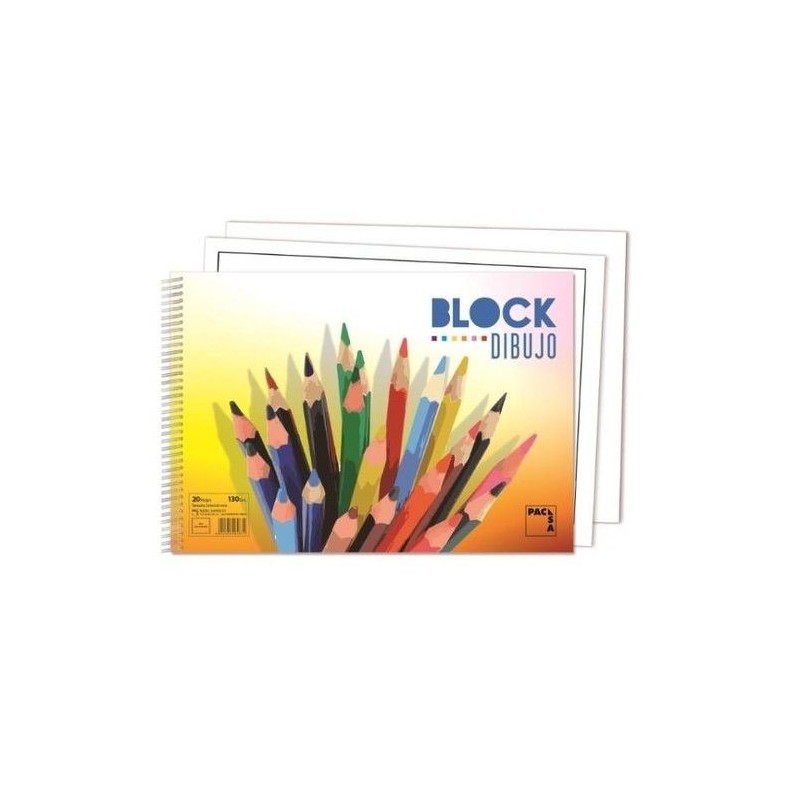 4852-BLOCKS DE DIBUJO COLOURS 130GR.TAMANO FOLIO 20 HOJAS LISO CON RECUADRO PACSA 18836