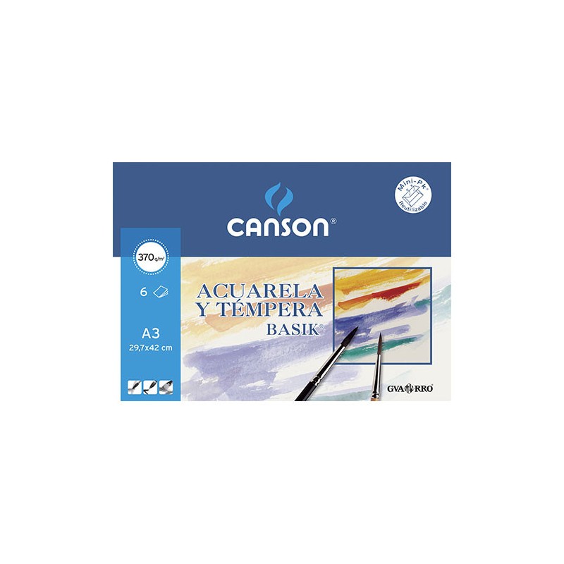 4887-MINIPACK 6 HOJAS ACUARELA 370G A3 GUARRO CANSON C200402393