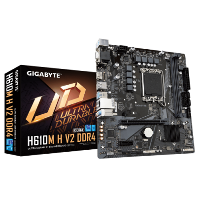 PLACA GIGABYTE H610M H V2 DDR4INTEL1700H6102DDR464GBVGAHDMIGBLAN4SATA3M24USB32MATX