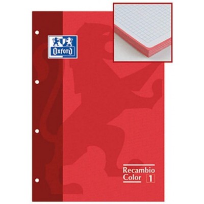 BLOC ENCOLADO COLOR 1 TAPA BLANDA A4 80 HOJAS 5X5 COLOR ROJO OXFORD 400123673