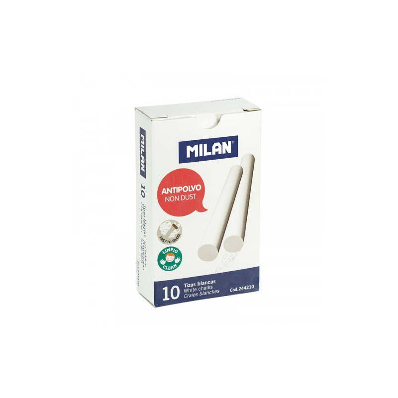 5343-CAJA 10 TIZAS DE CARBONATO DE CALCIO BLANCAS REDONDAS -ANTIPOLVO MILAN 244210 5343-CAJA 10 TIZAS DE CARBONATO DE CALCIO BLANCAS REDONDAS -ANTIPOLVO MILAN 244210