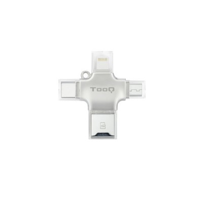 TooQ TQR 4001 lector de tarjeta USB Type A USB Type C Micro USB Lightning Plata