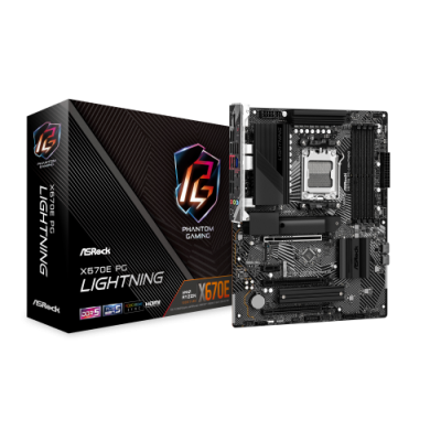 PLACA ASROCK X670E PG LIGHTNING AMDAM5X670E4DDR5128GB1 DP 1 HDMI4SATA4M27USB321USB C25GBATX