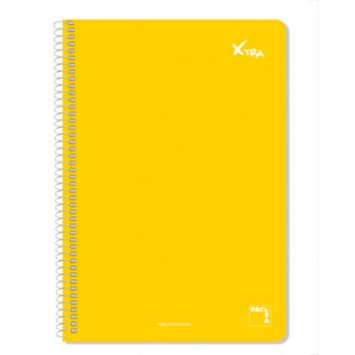 CUADERNO SERIE XTRA 60GRTAPA CONTRACOLADA FOLIO 215X310MM 80 HOJAS CUADRiCULA 4X4 COLOR AMARILLO PACSA 16050