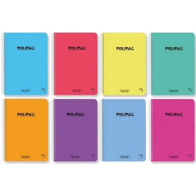 CUADERNO SERIE POLIPAC TAPA POLIPROPILENO FOLIO 215X310MM 80 HOJAS CUADRiCULA 3X3 8 COLORES SURTIDOS PACSA 16954