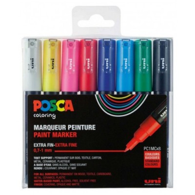 ESTUCHE 8 UDS PC1M BASIC POSCA UNIBALL 182634667