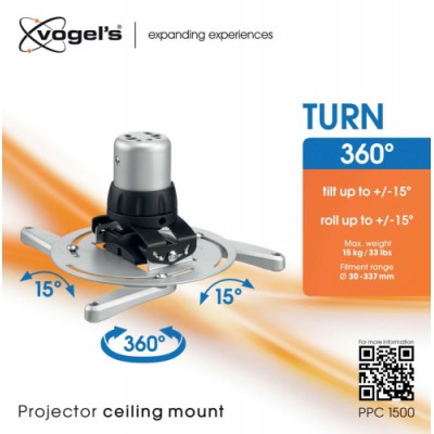 VOGELS GAMA PROFESIONAL SOPORTES DE PROYECTOR A TECHO Y ACCESORIOS PPC 1500 PROJECTOR CEILING MOUNT PLATA PPC1500S